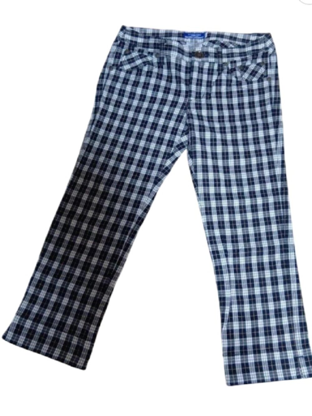 Burberry Blue Label Plaid Low Rise Capri Cropped Pants Vintage Japan 38